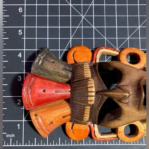 Hand Carved Mayan Wood Mask Aztec Incan Tribal Primitive Wall Decor - Picture 5 of 12